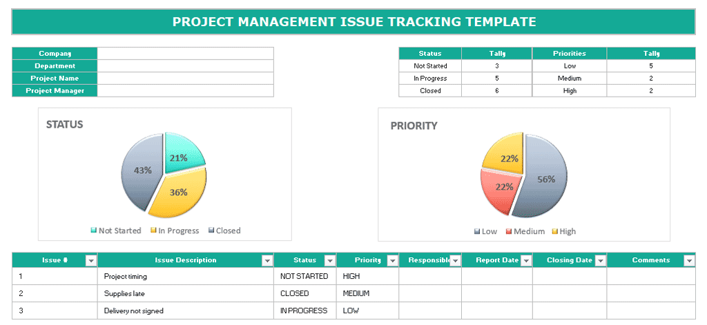 project tracking spreadsheet excel